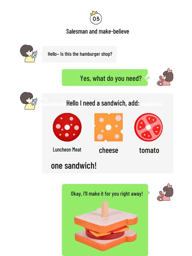 Kids' Pretend Play Food Set: French Fries, Hamburger, Pizza, & Bread - Educational Toys for Girls In Kindergarten Junior Class