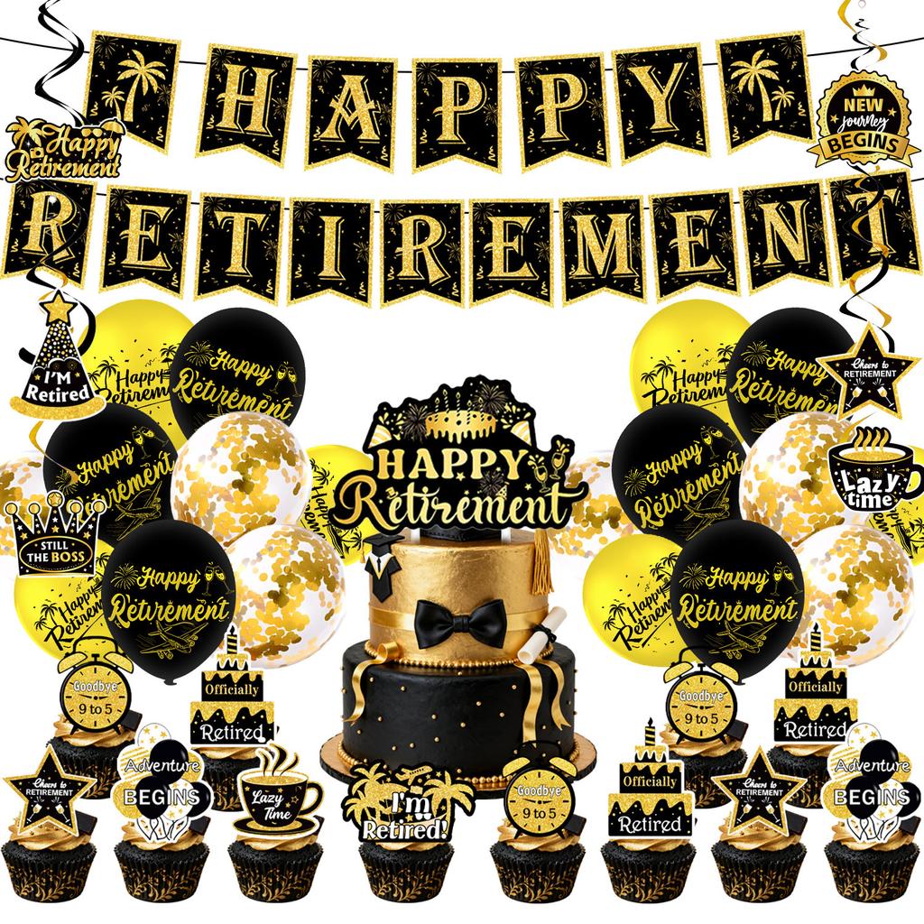 Popular Retirement Theme Party Supplies Retirement Decoration Layout Props Tableware Banners Flag Party Decoration Spiral