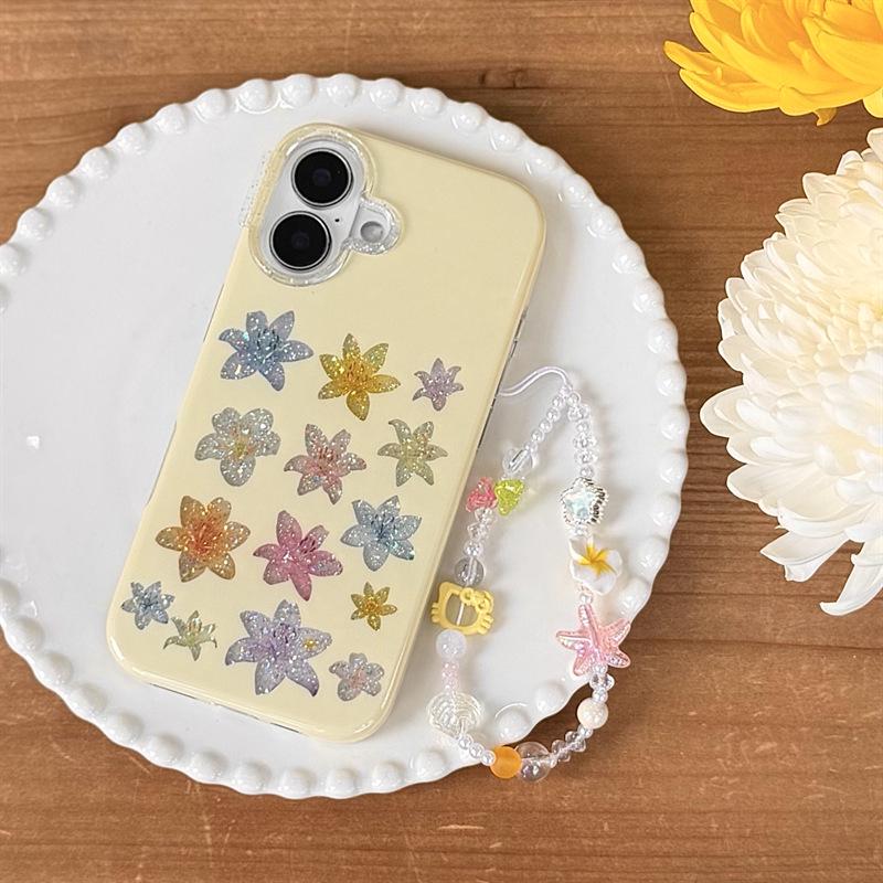 Colorful Glitter Lily Flower Phone Case for iPhone 17, 16 Pro Max, 15, 14 - Women's Minimalist Design