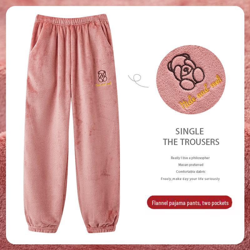 Women's Winter Plush Warm Pajama Pants - Loose, Thickened, Cozy Trousers