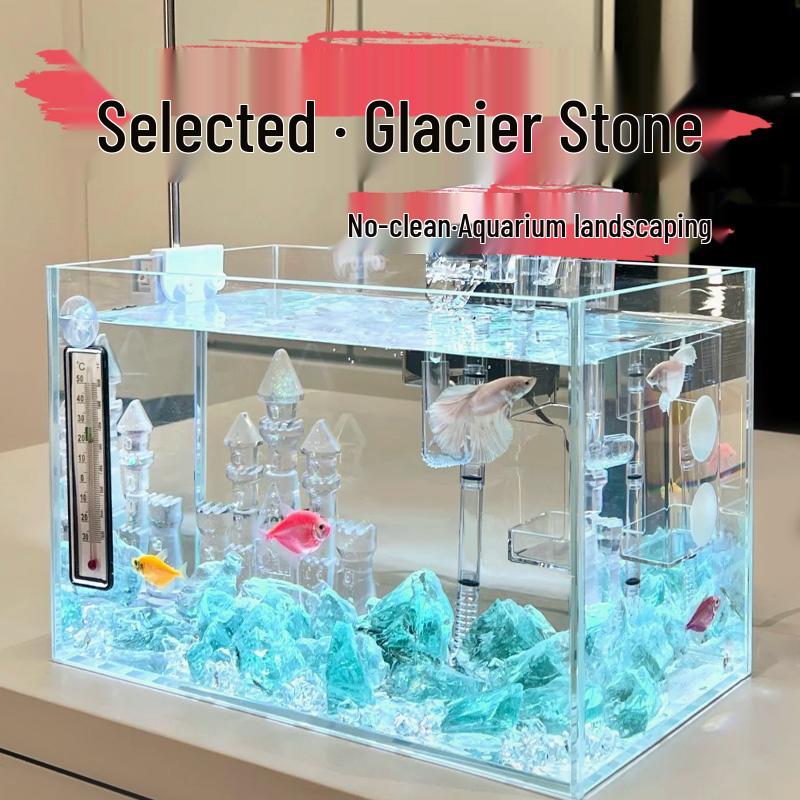 

Ice Blue Crystal Stone Aquarium Gravel for Betta Tanks 1 lb Ice Blue Stone [3-5cm], can be broken