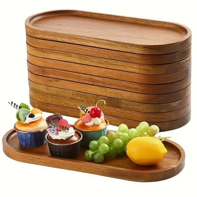 1pc Acacia Wood Serving Tray - Perfect for Serving Variety of Dishes