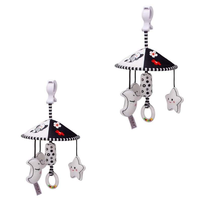 Infant Black And White Rattle Bell Wind Chime Baby Cot Hanging Rotation Bed Bell