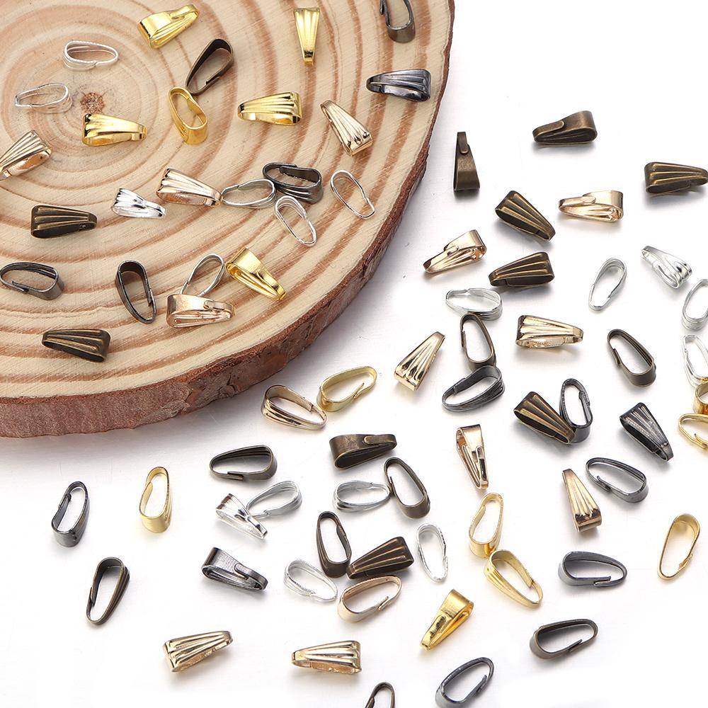 200pcs Pendant Clips Pinch Bail Clasp Connectors Necklace Hooks For Jewelry Making Finding Parts Accessories Supplies