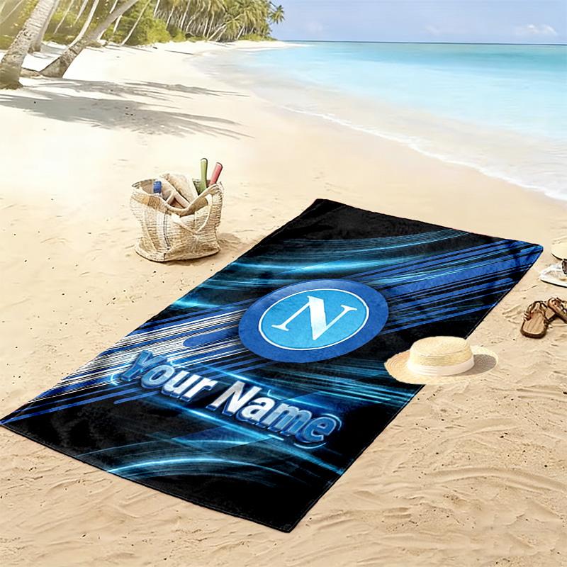Name Custom SSC Napoli Logo Print Beach Towel, Large Soft Quick Dry Towel for Beach Camping Swimming
