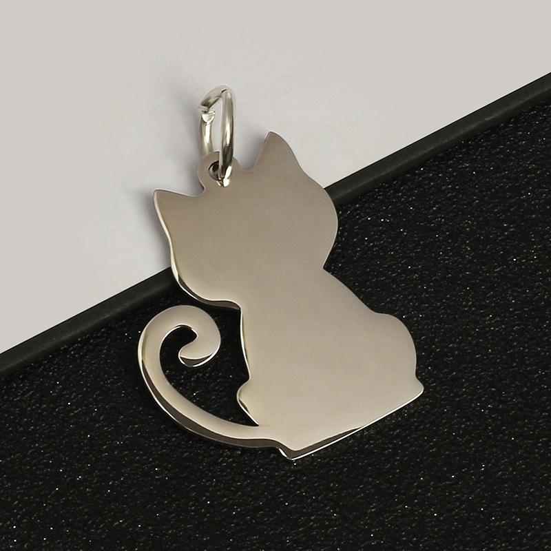 Für Großhandel Metallschmuck, Katzenfisch Haustieranhänger, Anhänger, Anti-Lost-Karte, Lasergravur, Edelstahl Hundemarke