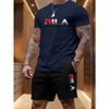 Herren Sommer Strand Sportanzug Lässig Outdoor Basketball Sport Bequem Zweiteiliges Set mit Modischem Lockerem T-Shirt und Shorts