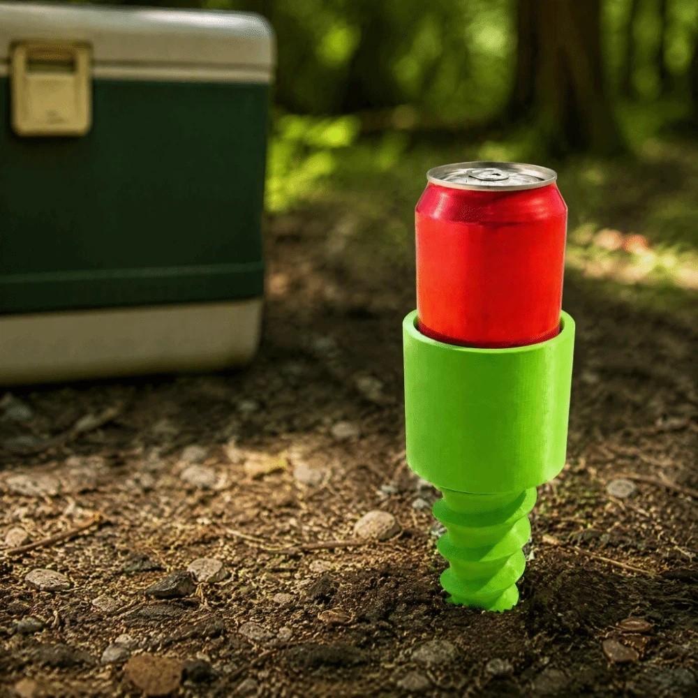 Screw-in Type Spiral Cans Stand 3D Printed Beach Cup Holder Durable Beverage Drink Rack Travel