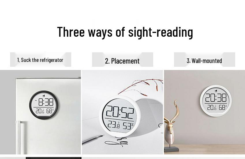Termometro Igrometro Digitale Sottile con Orologio: Allarme Elettronico da Interno con Display Cucina, Termometro da Parete per Temperatura Ambiente 2303.