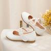 Zapatos de Vestir Mary Jane Blancos de Cuero para Niñas con Suela Suave y Cierre Mágico de Flor