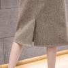 Women's High Waist Houndstooth Wool Pencil Skirt - Plus Size, Mid-Length, Over-the-Knee for Autumn and Winter