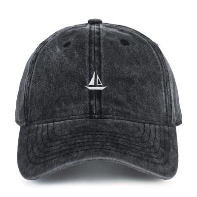 Damen Baseballkappe gewaschen mit Vintage Segelboot Stickerei, größenverstellbar geeignet für urbanen Urlaub
