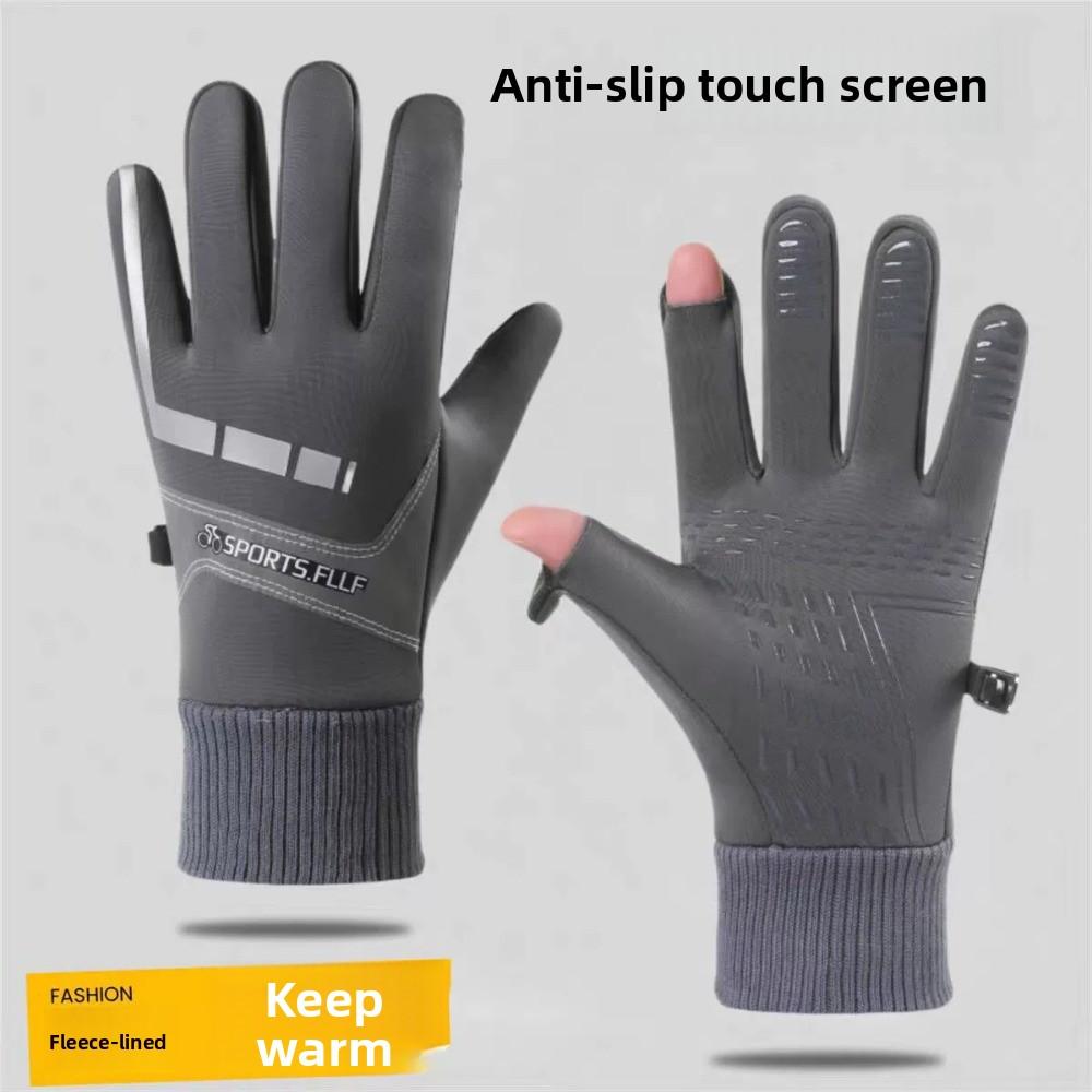 Anti-slip Thick Cycling Gloves Lock Buckle Warm Outdoor Gloves Winter Cycling Gloves  Outdoor
