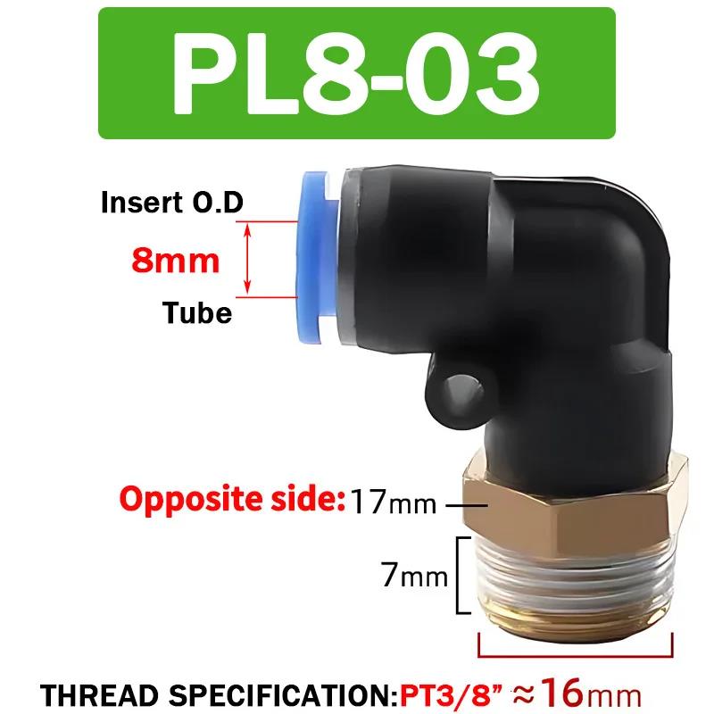 20/50/100PCS Pneumatic Air Connector PL 4 6 8 10 12mm Thread 1/8 r1/4" 3/8" 1/2" Trachea Elbow Air Fittings Hose Quick Conector Ventilation Valves 4