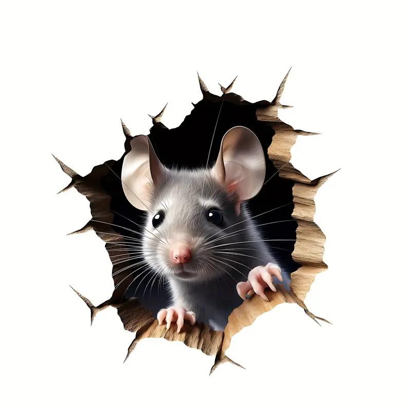 

Cute Peeping Mouse Wall Sticker 3D Mouse Hole Sticker Removable Self-Adhesive Vinyl for Room Bedroom Home Decoration Accessories XS