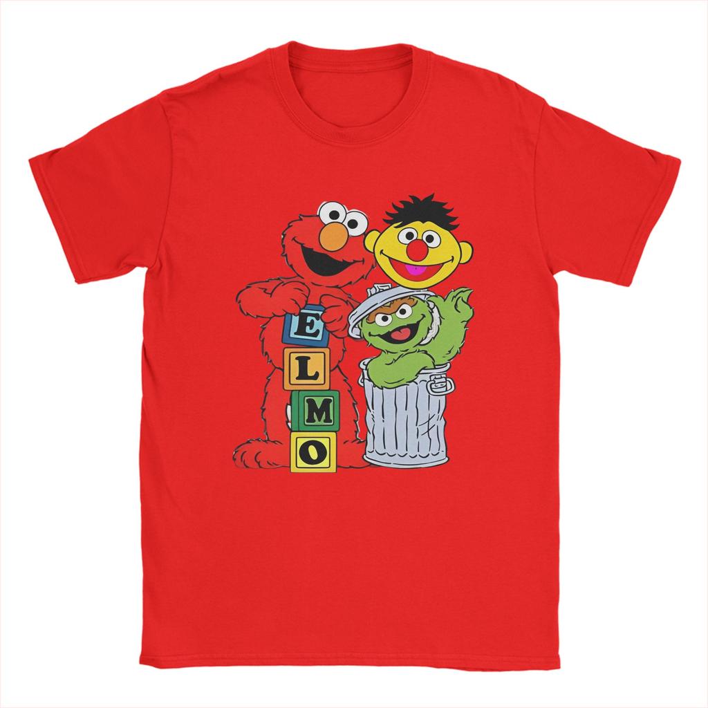 Sesames Streets Elmo T Shirt Unisex Womens Cotton Humor TShirts Round Collar Oscar Tees Short Sleeve Clothing 4XL 5XL