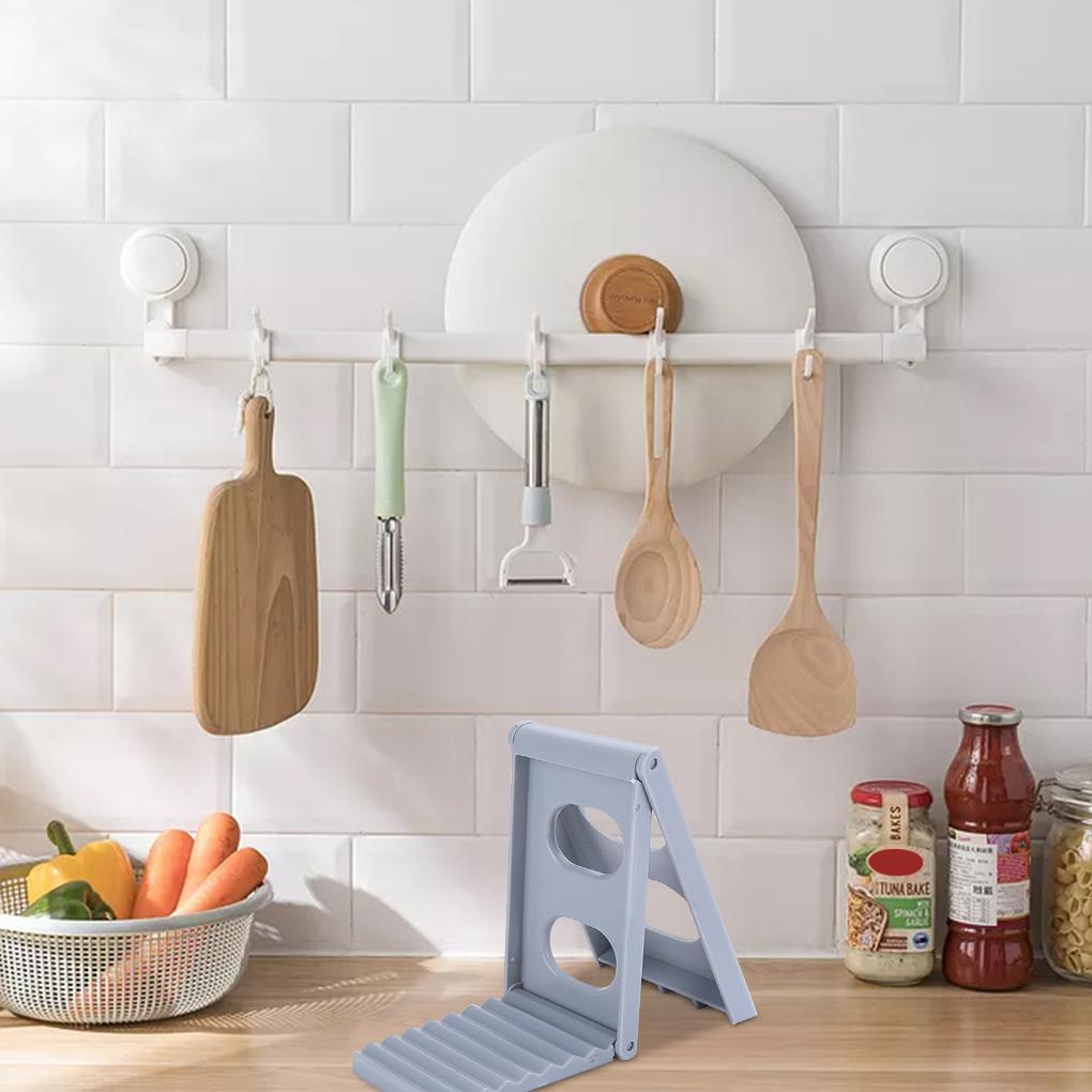 Collapsible ABS Plate Drainer with Slots Kitchen Non-slipping Pot Lids Holder Multifunctional Pot Cover Holder