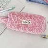 Retro Leopard Print Women's Plush Makeup and Toiletry Bag - Portable Pencil Case
