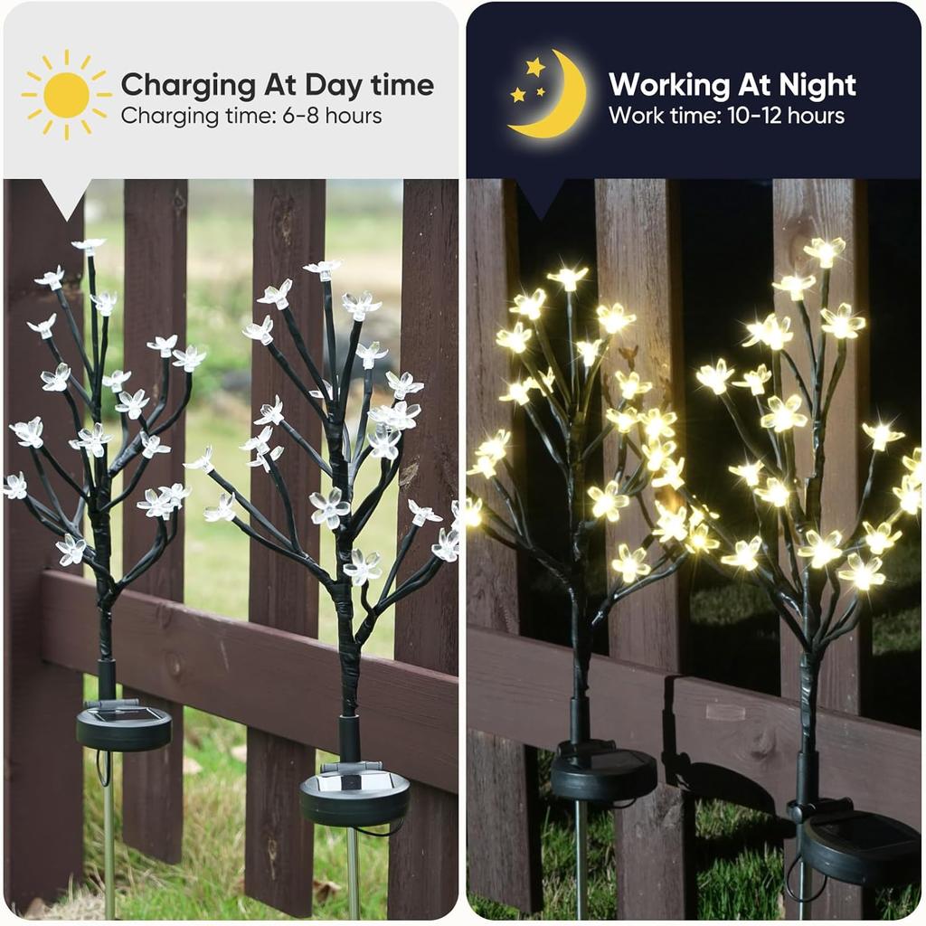 Solar Garden Lights Garden Decor, Solar Flowers Lights Outdoor Decorative,2Pack 40LED Solar Lights Outdoor Garden Waterproof for Outside