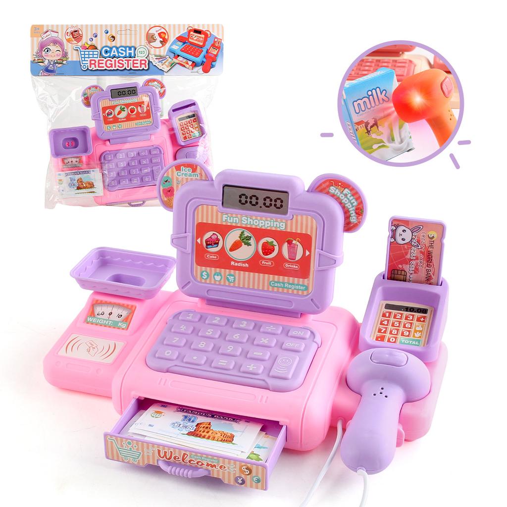 Simulation Cartoon Supermarket Cash Register Toy Home Appliance Series Children'S Play Home Role Playing Mini Cashier Model