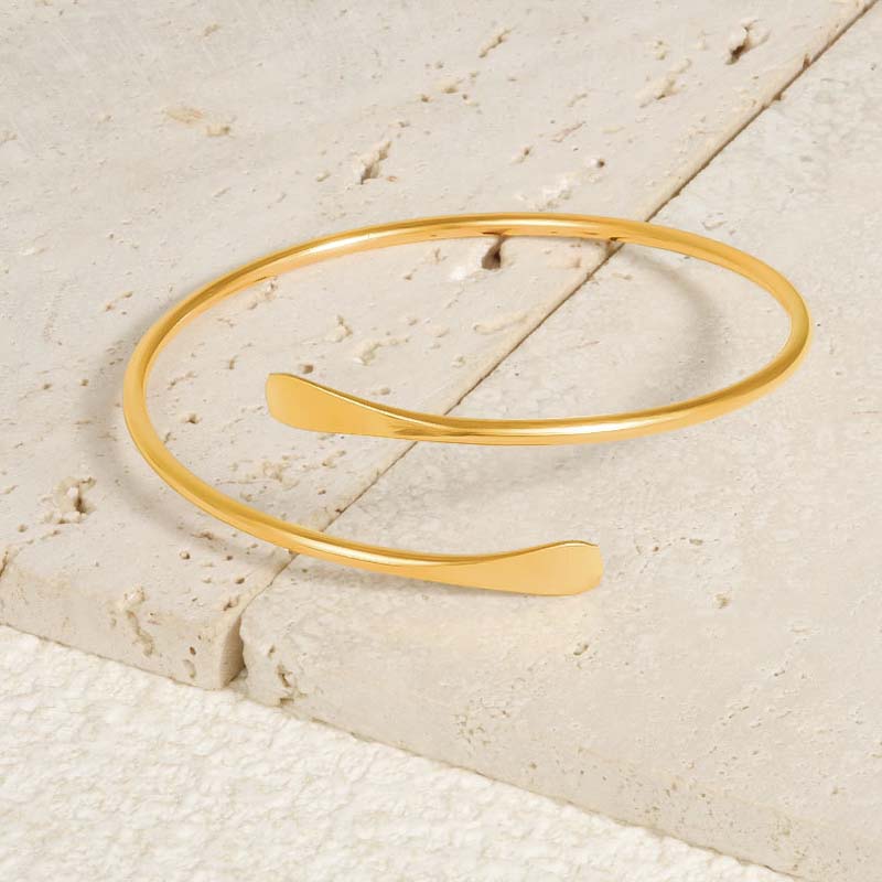 Fashion Metal Geometric Open Cuff Bracelets for Women Men Simple Gold Color Smooth Adjustable Bracelet Party Jewelry Couple Gift