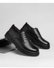 Men's Black Leather Derby Shoes - Winter 2025, Height Increasing, Thick Sole, Casual to Formal, with Plus Velvet for Warmth