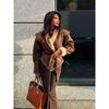 Women Elegant Irregular Hem Plush Lapel Coats Fashion Lace Up Pocket Long Sleeved Jacket 2024 Autumn Winter New Warm Outwear