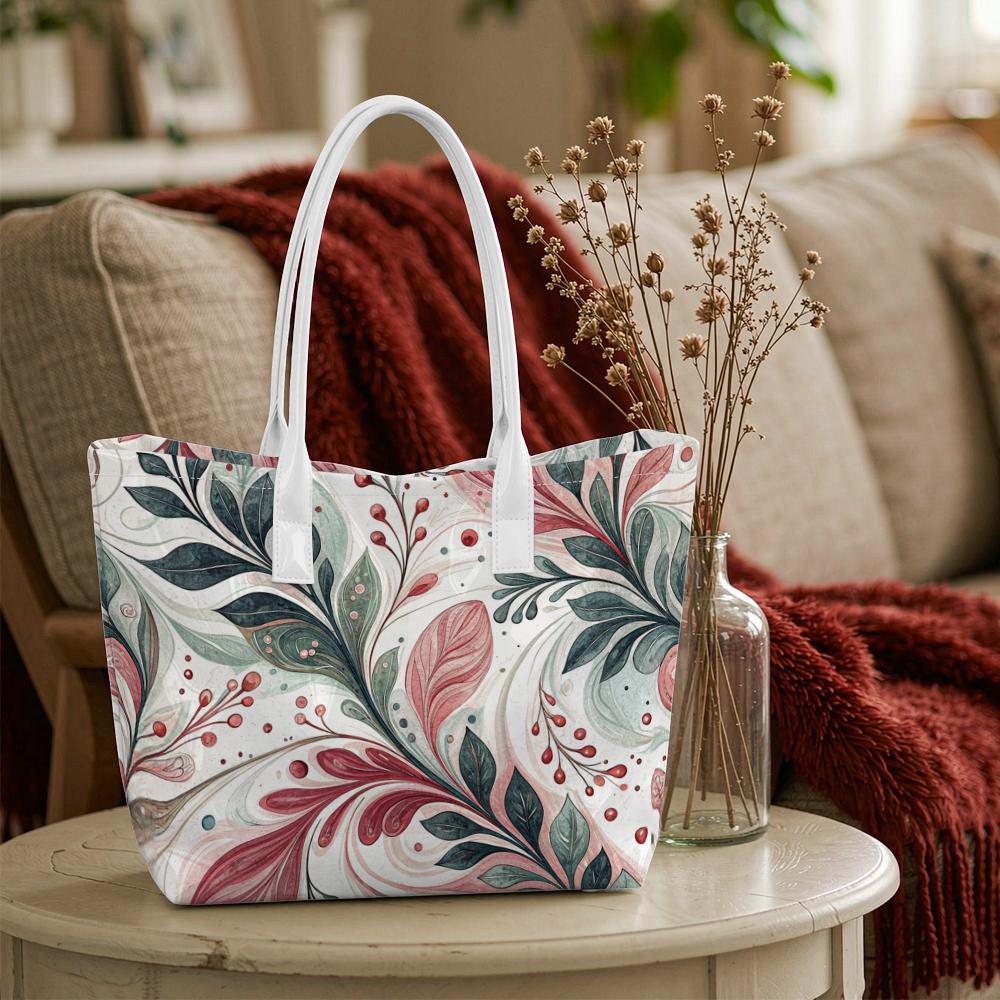 Elegant Floral Print Shoulder Bag Women Daily Carry Tote Stylish Casual Commuter Handbag