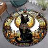 A Round, Easy-To-Clean Area Rug Featuring an Egyptian Bastet Cat Design, Suitable for Living Spaces, Bedrooms, Living Rooms, Kit