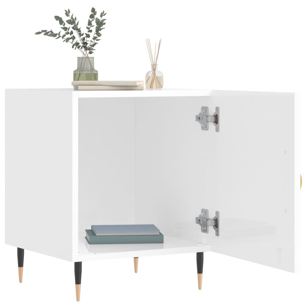 Nightstands 2 pcs High Gloss White 40 x 40 x 50 cm Engineered Wood