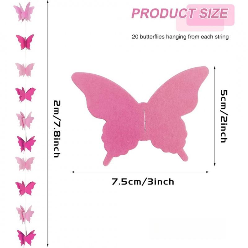 4pcs Wedding Butterfly Hanging Garland 3D Paper Bunting Banner Party Decorations for Bridal Shower Birthday  Party Home Decor