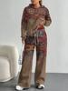 European And American Autumn And Winter Casual Long-Sleeved Suit Women'S Bohemian Hooded Sweater Trousers Two-Piece Set