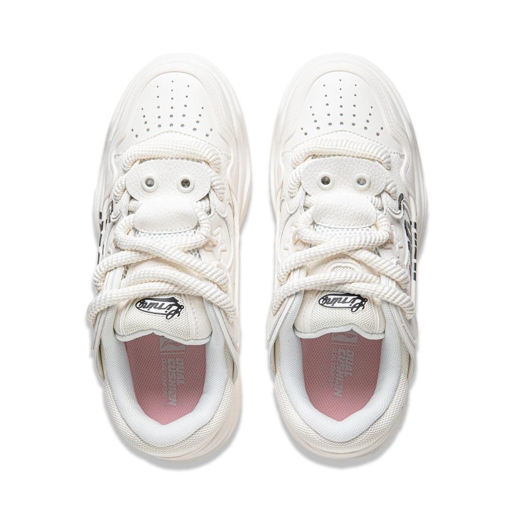 Li Ning Journey 2.0 Cushioning Breathable Height Increasing Low top Skateboard Shoes Women's Mist White AGCU092-5