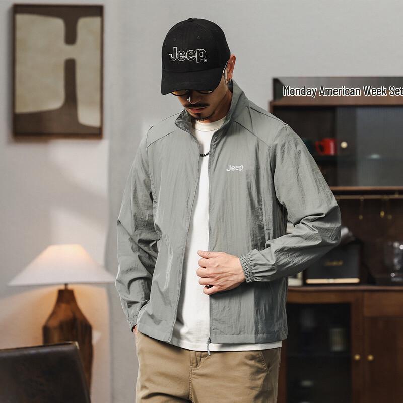 JEEP Men's Breathable UV Protection Stand-Collar Outdoor Jacket