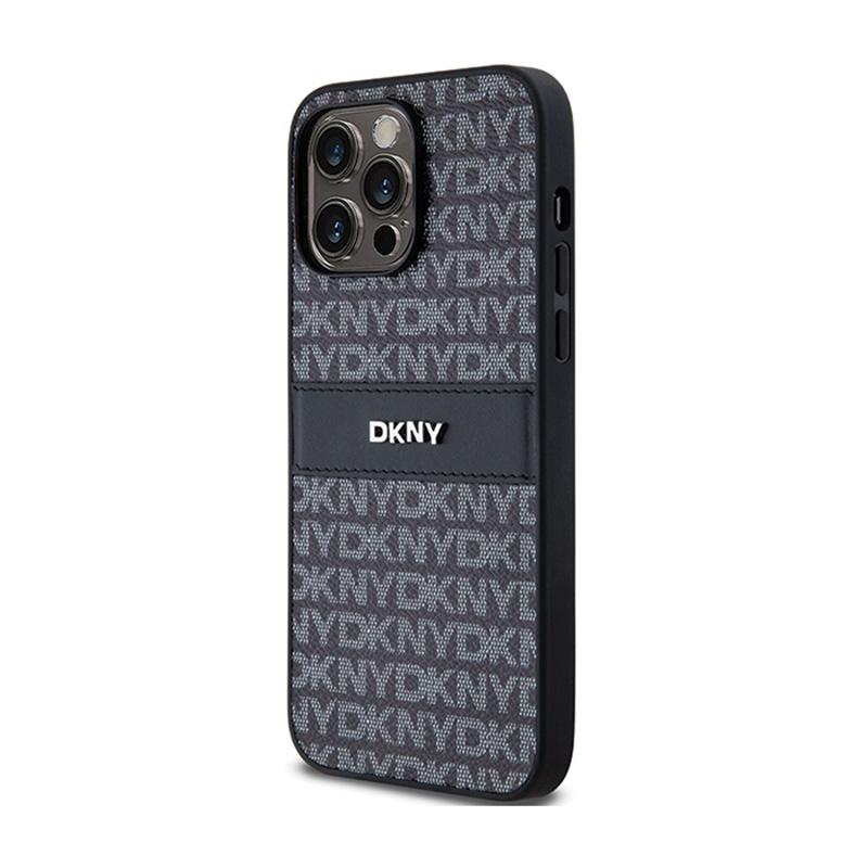 Dkny Leather Mono Stripe & Metal Logo - Etui Iphone 14 Pro (Czarny)