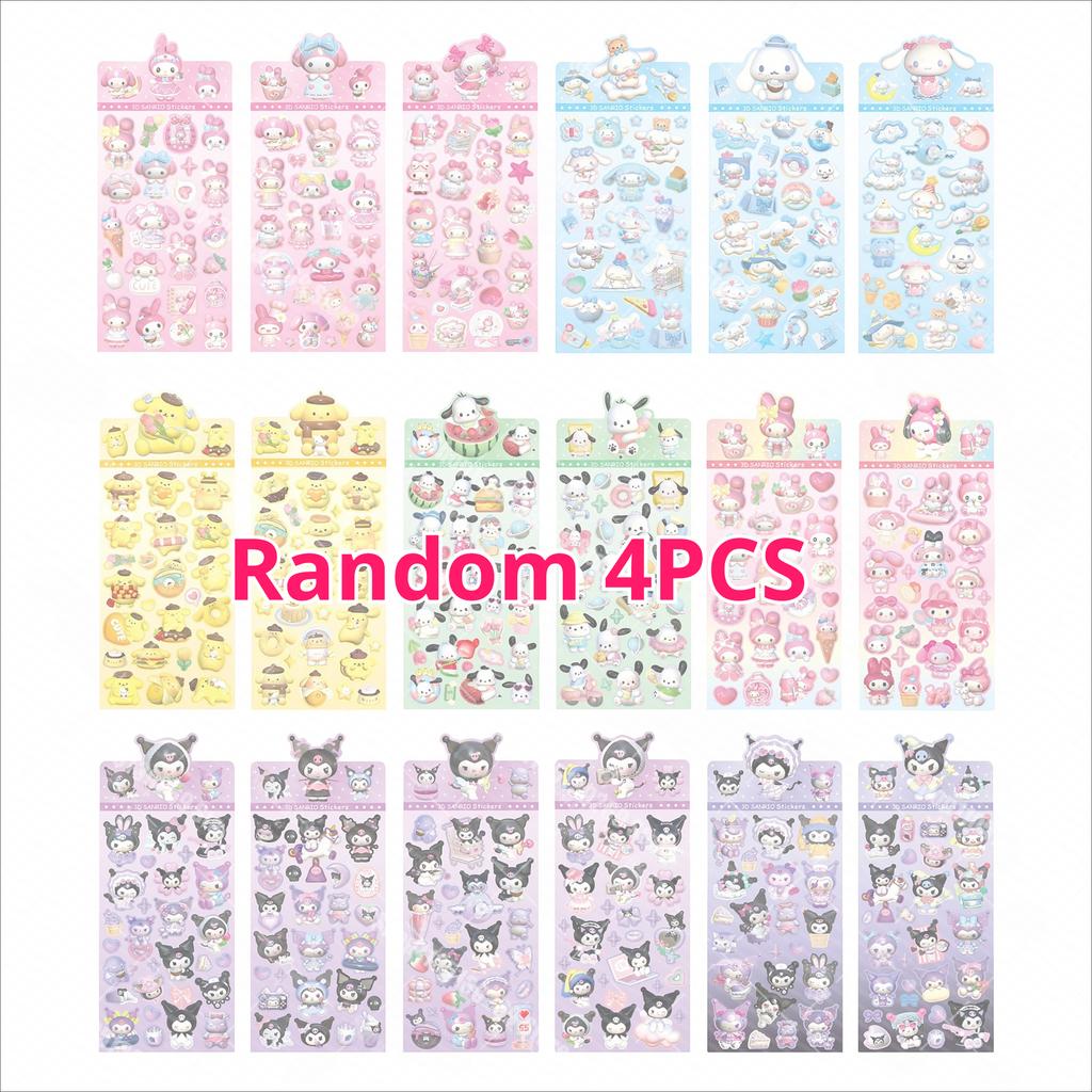 18pcs Kuromi Cinnamoroll Flat 3D Wind Stickers Cartoon Exquisite Children's Toy Stickers Diary Decoration Creative DiY Toys