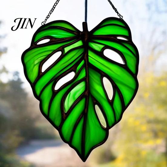 Lightweight Outdoor Decor Acrylic Leaf Hanging Pendant, Waterproof Sunproof Window Hanging, Decorative Four-leaf Clover Pendant Ornament with Colorful