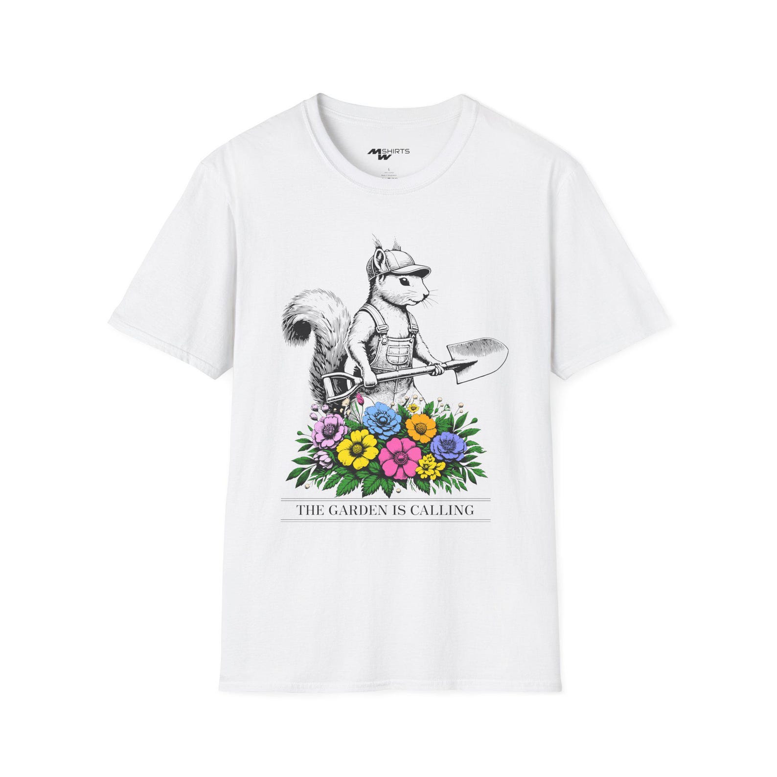 Gardening Squirrel T-Shirt: Vintage Botanical Design 3XL