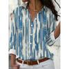 2024 new women's fashion lapel long-sleeved shirt 3d printed floral print casual shirt female versatile fashion