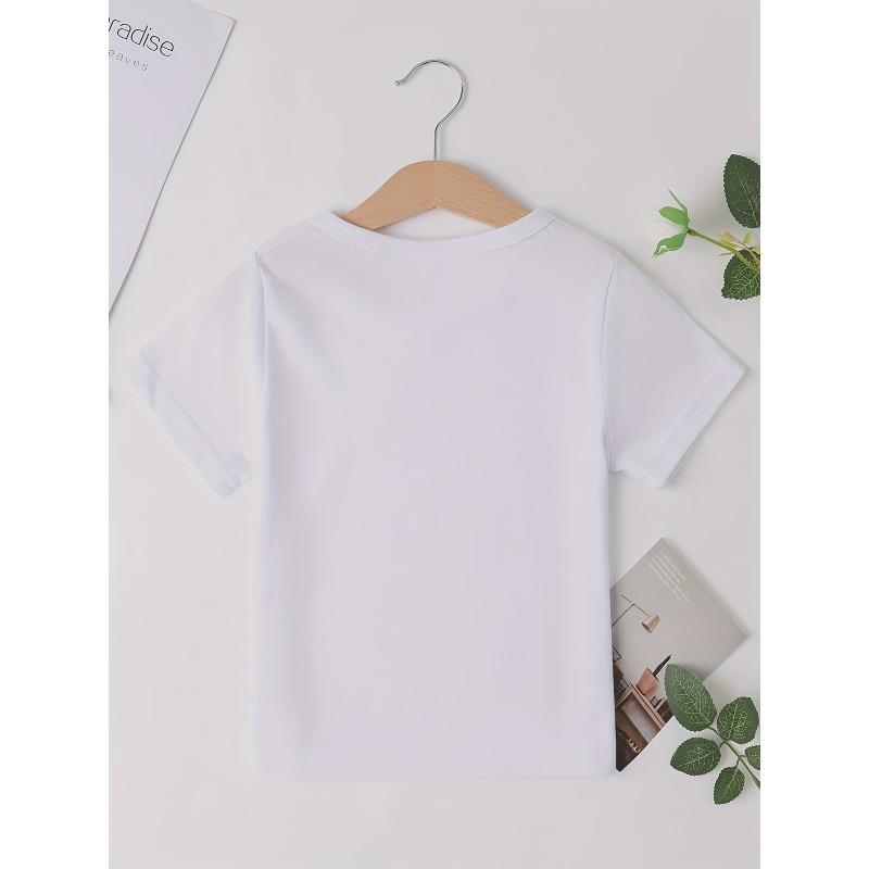 European sizes Adorable 'I Love My Oma & Opa' Letter Print Girls' T-Shirt - Short Sleeve, Crew Neck - Perfect for Spring/Summer