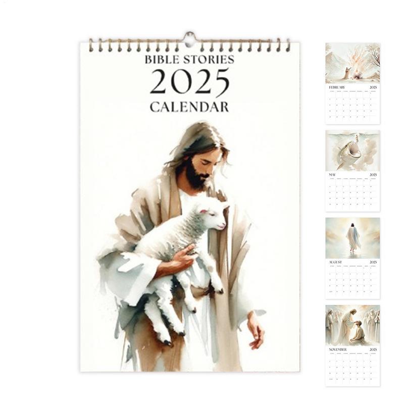 2025 Wall Calendar Christian Bible Stories 12 Months Wall Calendar with Hook Hangable Wall Funny 12 Month Calendar home decor