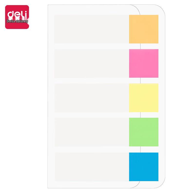 Deli 9062 Semi-Transparent Index Tab Stickers, 12x44mm, Mixed Colors