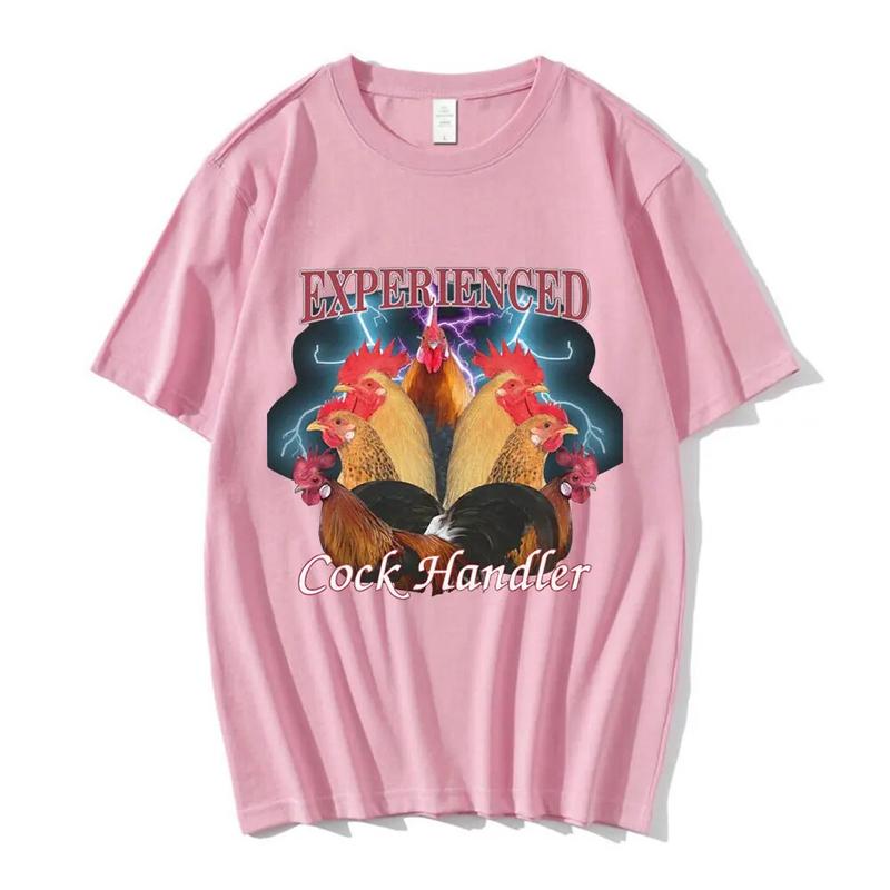 Lustiges Professionelles Hühner- und Hahnen-Grafik-T-Shirt für Hühnerhalter, Unisex, Lässiges Baumwoll-Oversize-T-Shirt, Haruku Streetwear