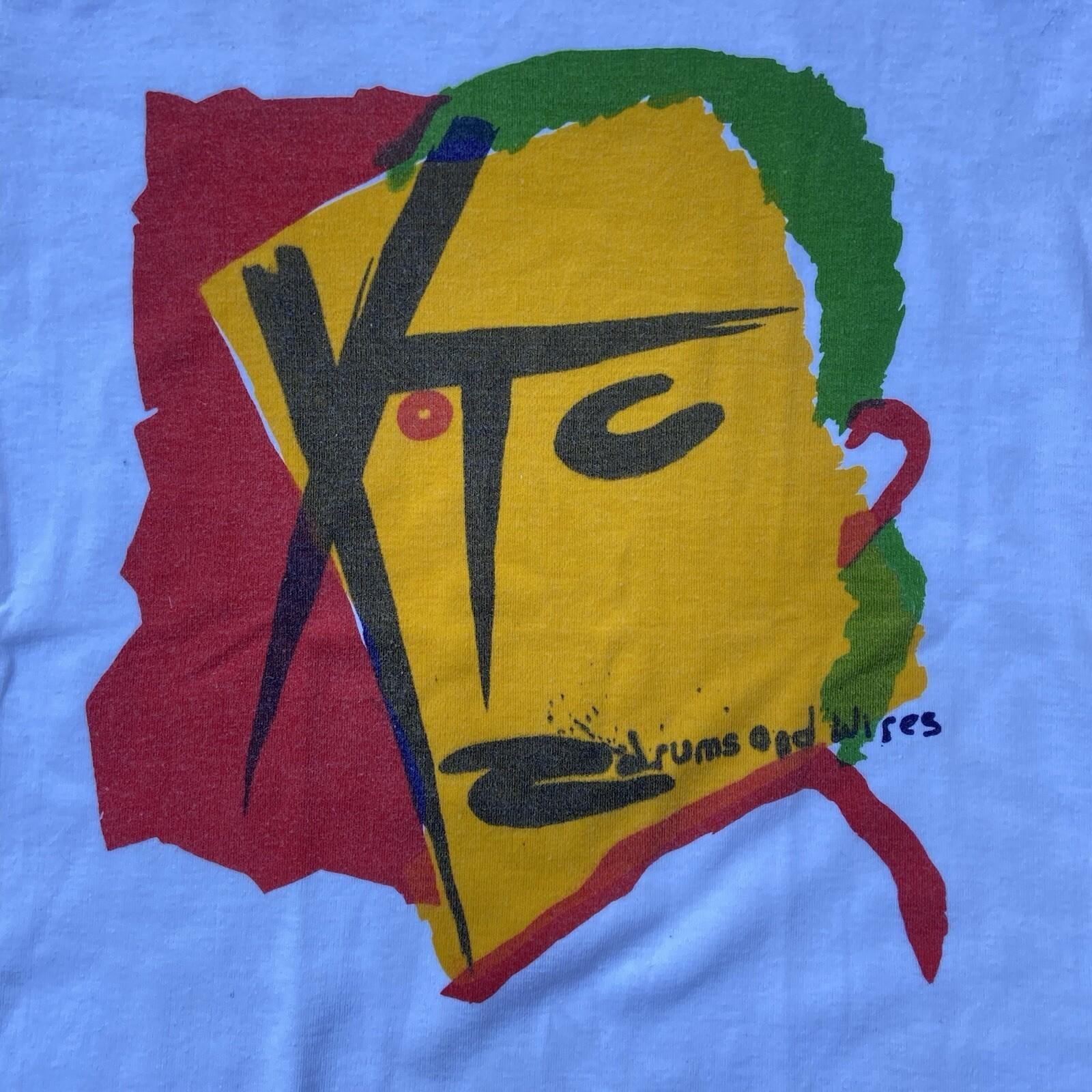 Vintage 70s XTC T Shirt Drums And Wires Wave Post Unisex UR005 FREE SHIPPING L