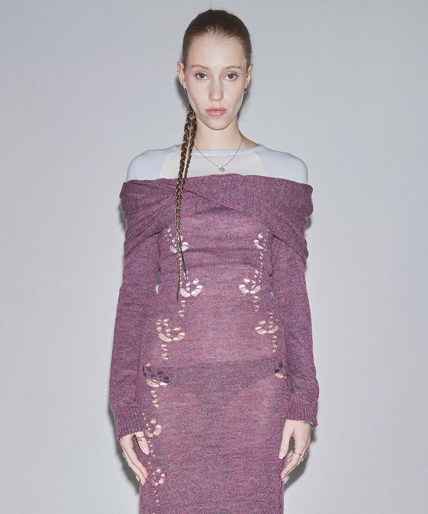 Sculpter 2Way Shawl Maxi Dress Deep Wine