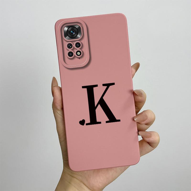 For Xiaomi Redmi Note 11 11S 4G 5G Case Cute Initial Letters Soft Liquid Silicone Shell For Redmi Note11 11 S 11 Pro Funda Capa