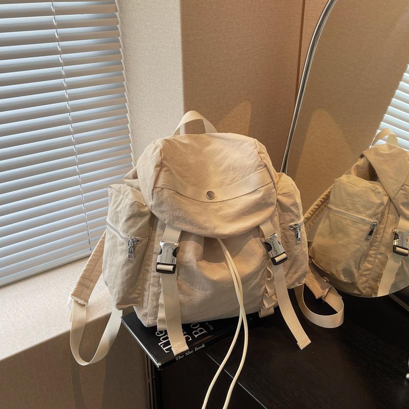 

Fashi Versatile Women Drawstring Shoulder Bags Outdoor Sports Travel Ladies Backpack Casual College Female Nyl Handbags Tote бежевый
