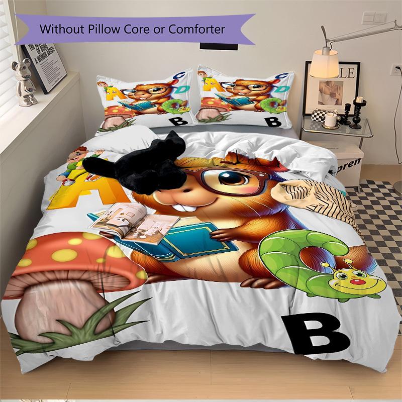 3pcs Capybara Print Duvet Cover Set - Machine Washable, Includes 1 Cover and 2 Pillowcases, No Core Included yy251013046