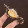 Natural Yellow Mookaite, Green Onyx Gemstone Copper Wire Wrap Pendant 3.94" P0w94
