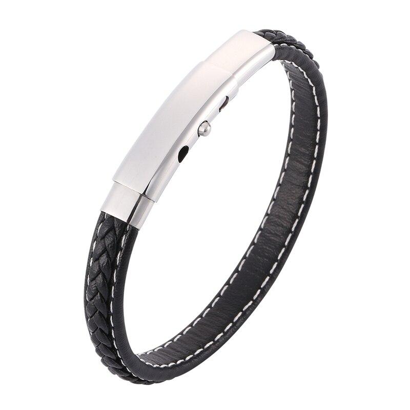 Fashion Black Leather Bracelet Simple Retro Adjustable Fashion Casual Sporty Unisex Bracelet Jewelry Wrist Band Gifts